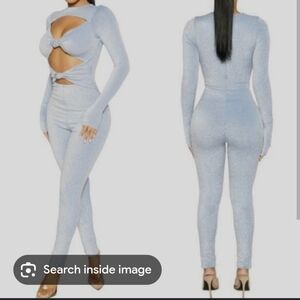 Brand New Naked Wardrobe Glow On Blue Simmer Cutout Jumpsuit-M